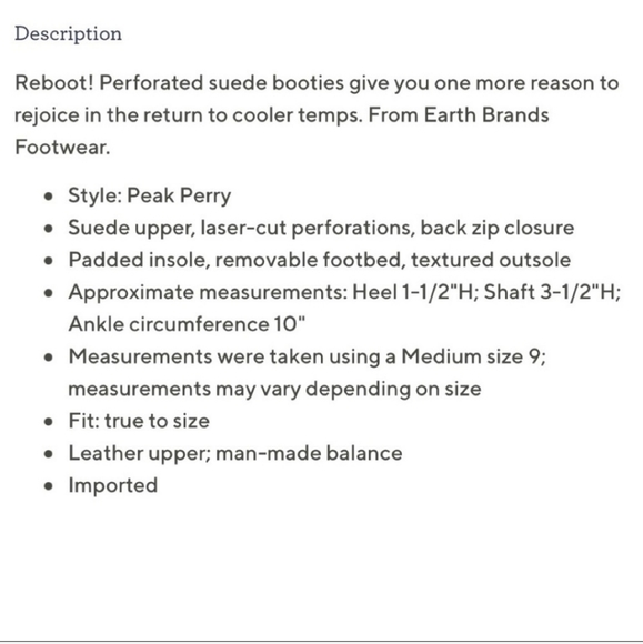 EARTH Womens Peak‎ Perry Perforated  Burgandy Wine Bootie 7.5W Style 3318 - Picture 2 of 13